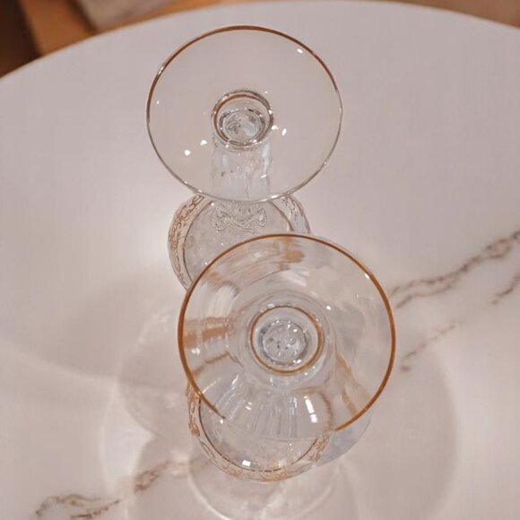 2 RARE French St. Louis Crystal Hock Vintage Wine Glasses Micado Pattern - Picture 7 of 8